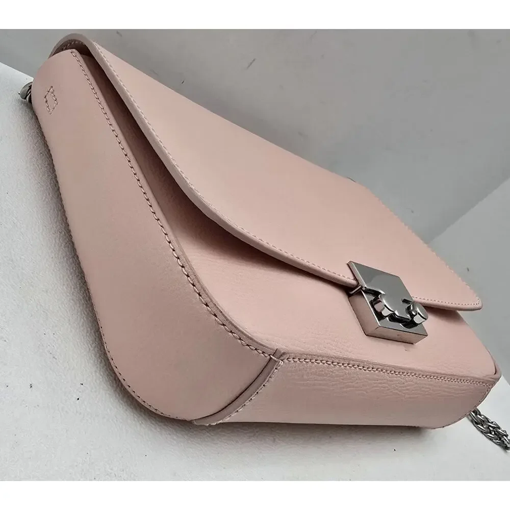 Loeffler Randall Leather Crossbody Clutch Salmon Pink Chain Strap Envelope Bag